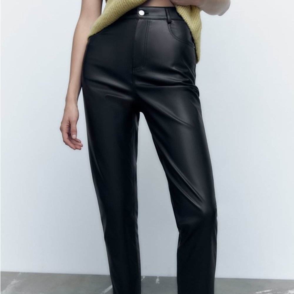 Zara Faux Leather Mom Fit Pants
